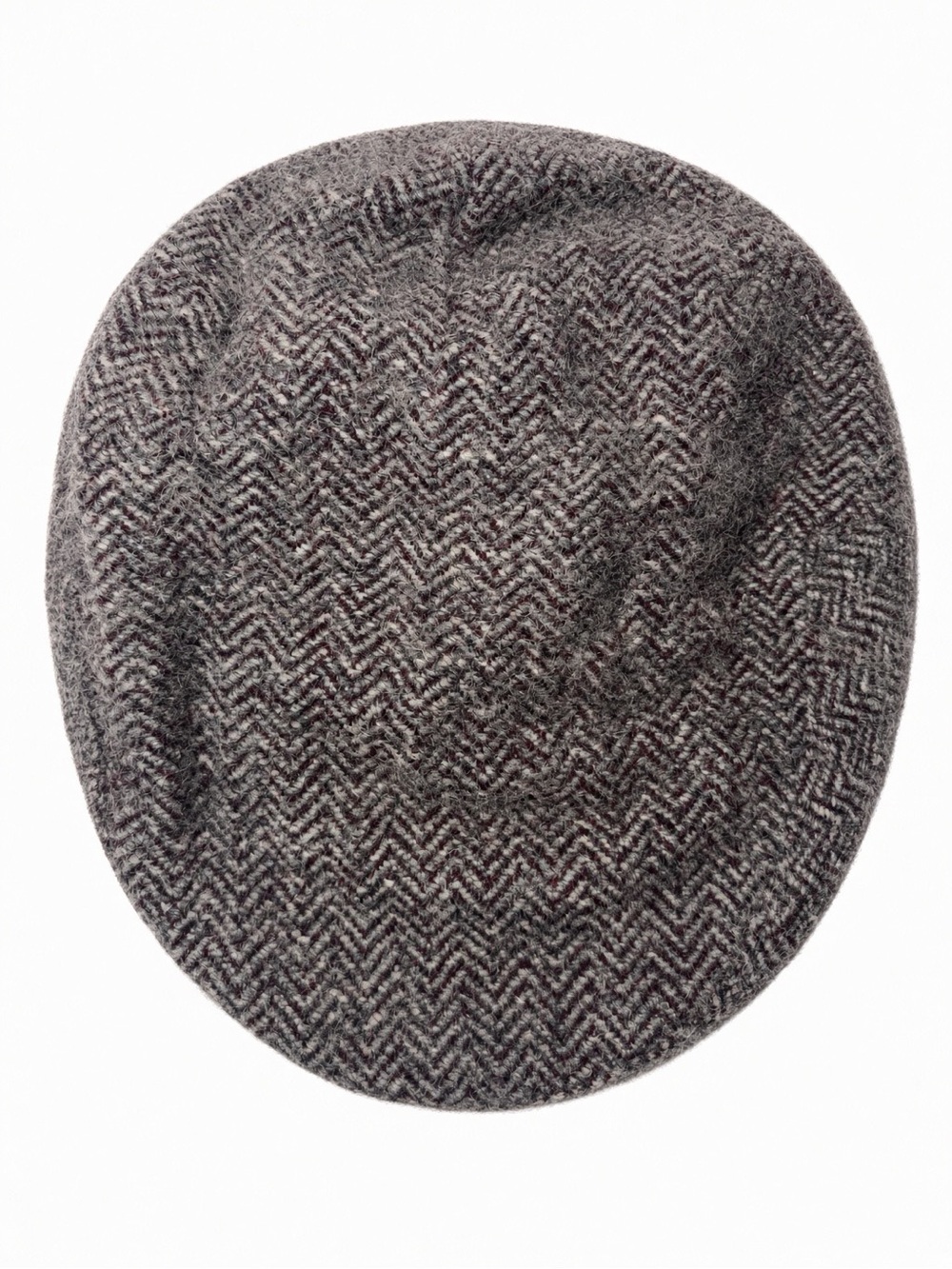 Westaway & Westaway Gray Burgundy Herringbone Wool Flat Cap 7 1/8